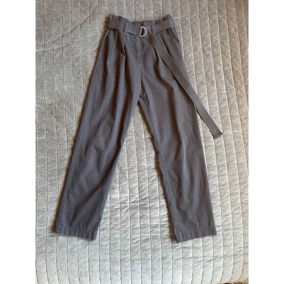 Gap grey paperbag waist pleated chinos with matching belt, size 00 - Picture 7 of 10